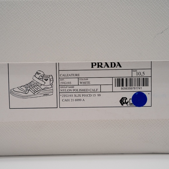 Size US11 - adidas x Prada Forum High White Re-Nylon 2TG193 Sneakers - Picture 14 of 16